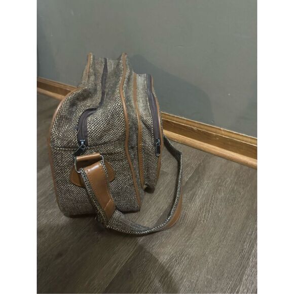Vintage Pierre Cardin Brown Tweed Carry-On Shoulder Bag Strap Weekend Travel - Picture 4 of 15